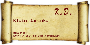 Klain Darinka névjegykártya